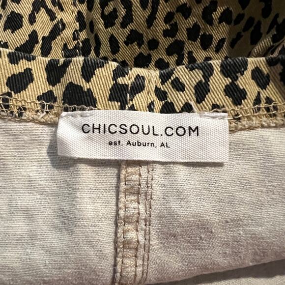 CHICSOUL Leopard Print Adjustable Overall Mini Dress Sz XL Boho Sassy Cottage - Picture 7 of 8